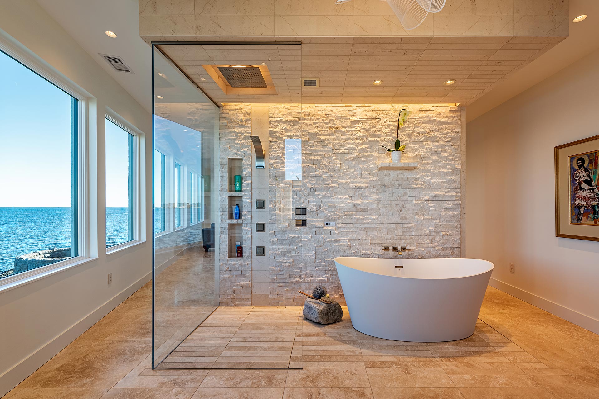 master bath tub and shower enclosure